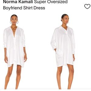 Norma Kamali Revolve Super OS  Oversized Boyfriend Shirt Long Sleeve Mini Dress